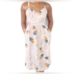 Rachel Zoe Linen Floral Dress Blush Pink Midi Sleeveless Boho Autumn